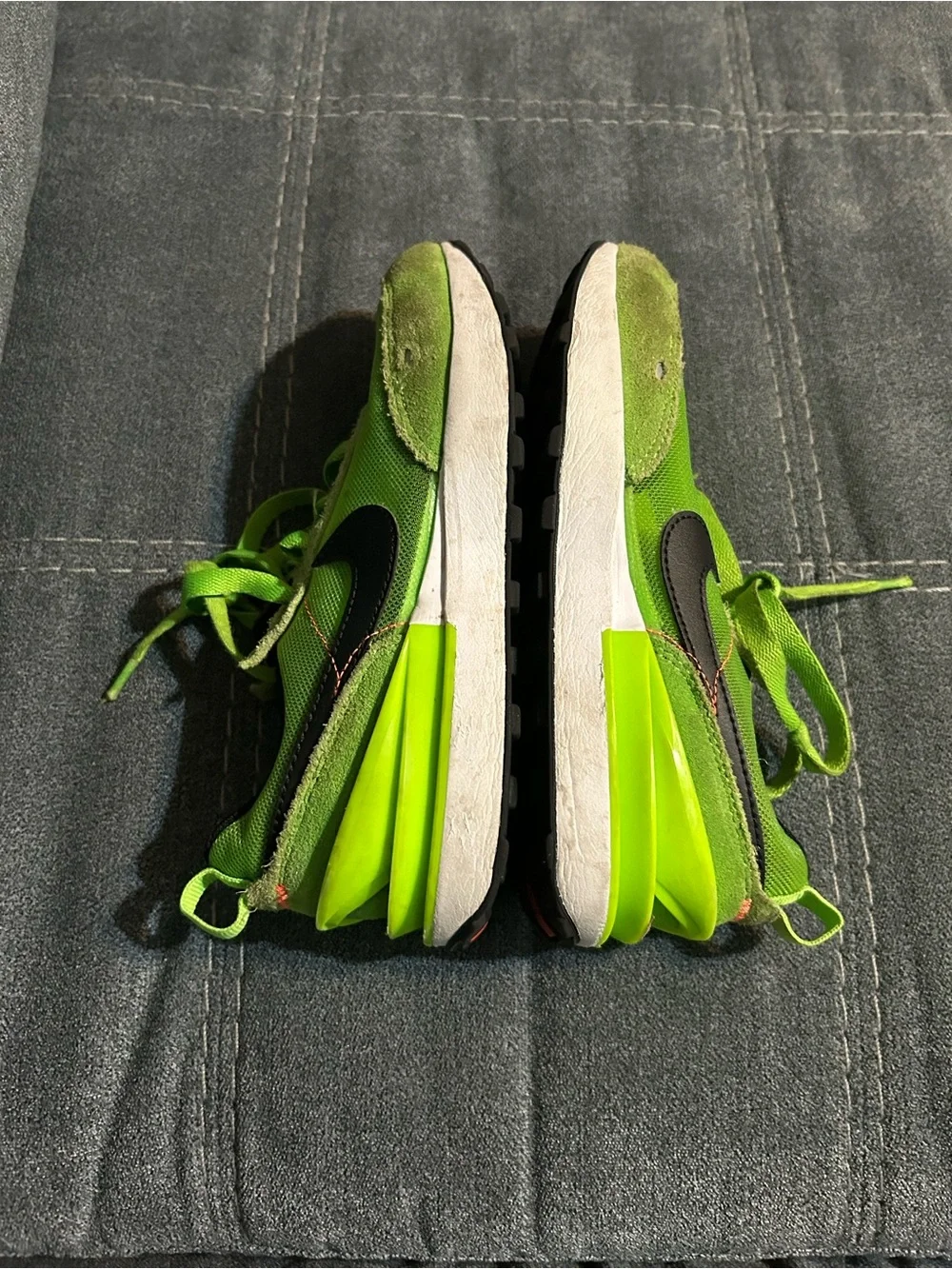Nike Kids Neon Green Lightweight Sneakers with Black Swoosh